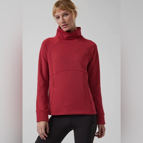 Athleta Tops - ATHLETA Polartec Funnel Neck Sweatshirt XS Decadent Red CYA Top NWOT